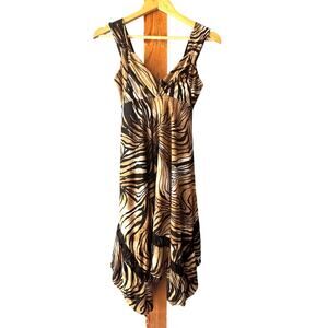 Izabel London Animal Print Handkerchief Hem Sweetheart Neckline Sundress Size 4
